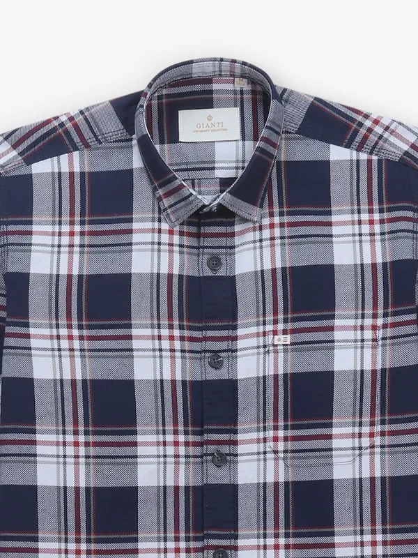 GIANTI navy cotton shirt with checks
