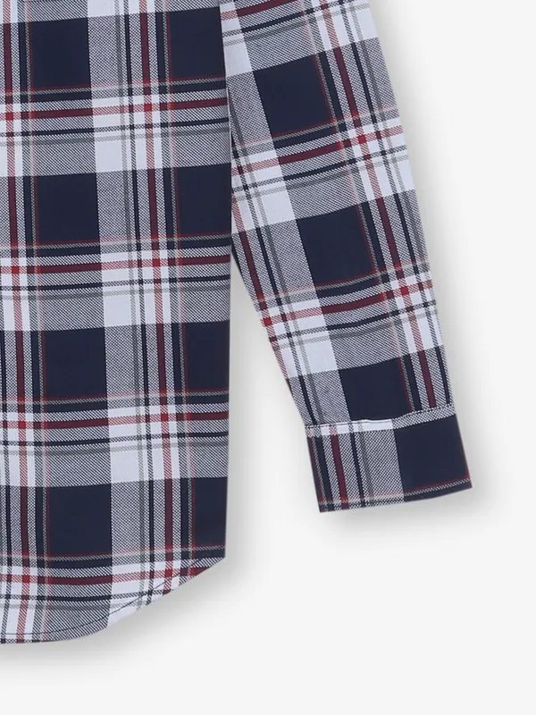 GIANTI navy cotton shirt with checks