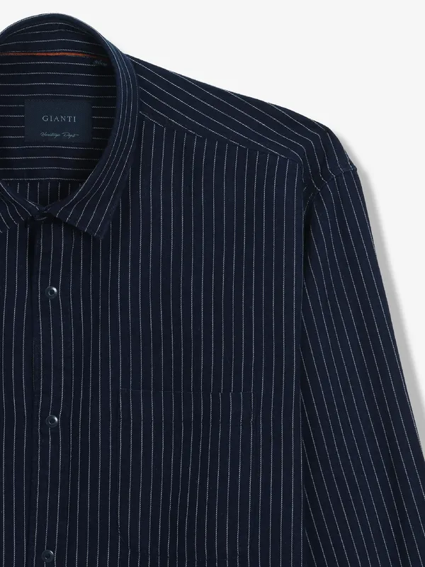 GIANTI navy stripe cotton shirt