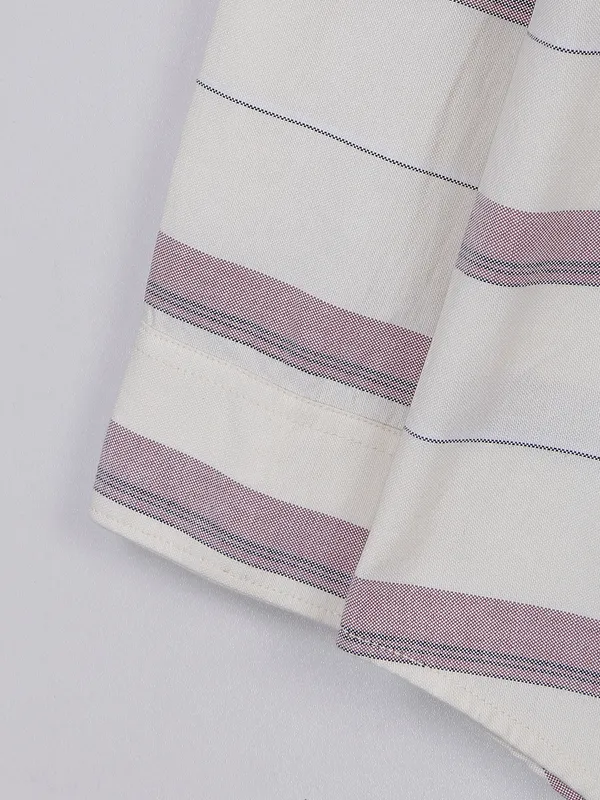 Gianti off white and pink stripe shirt
