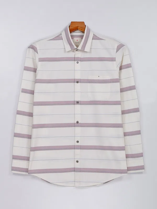Gianti off white and pink stripe shirt