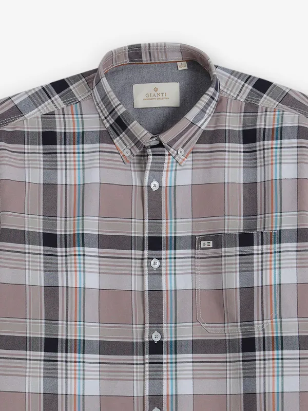 GIANTI onion pink checks cotton shirt