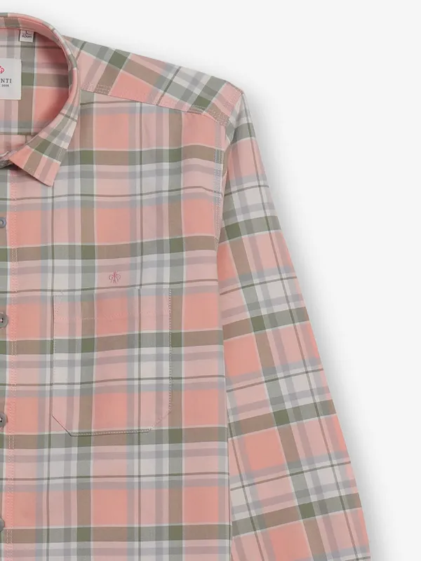 GIANTI peach cotton shirt with check