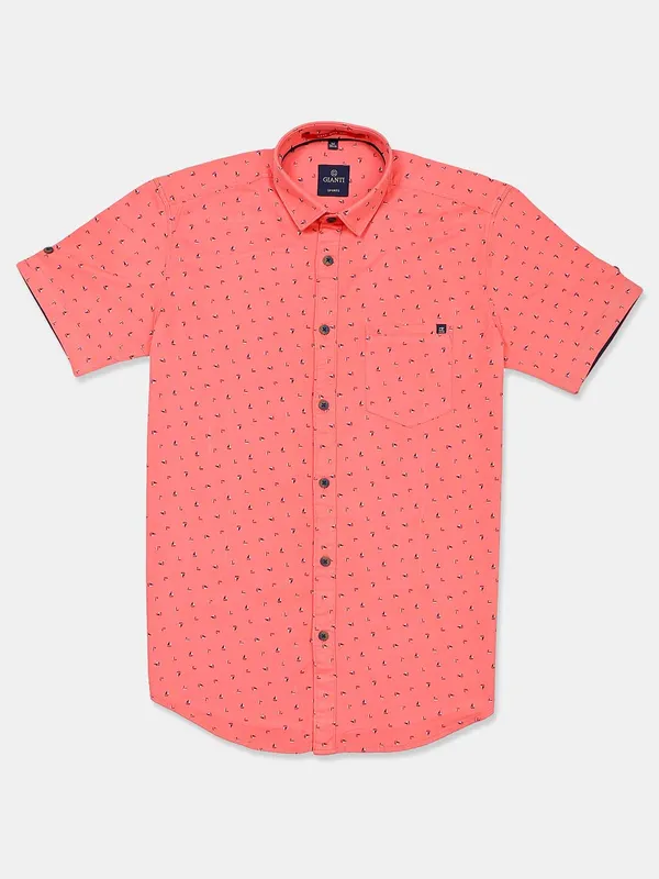 Gianti peach printed casual shirt