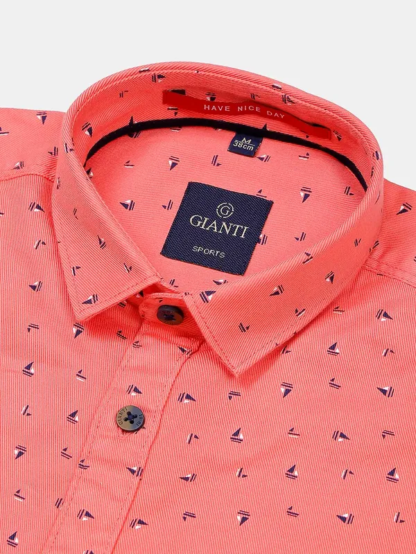 Gianti peach printed casual shirt