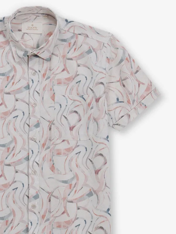 GIANTI peach printed cotton shirt