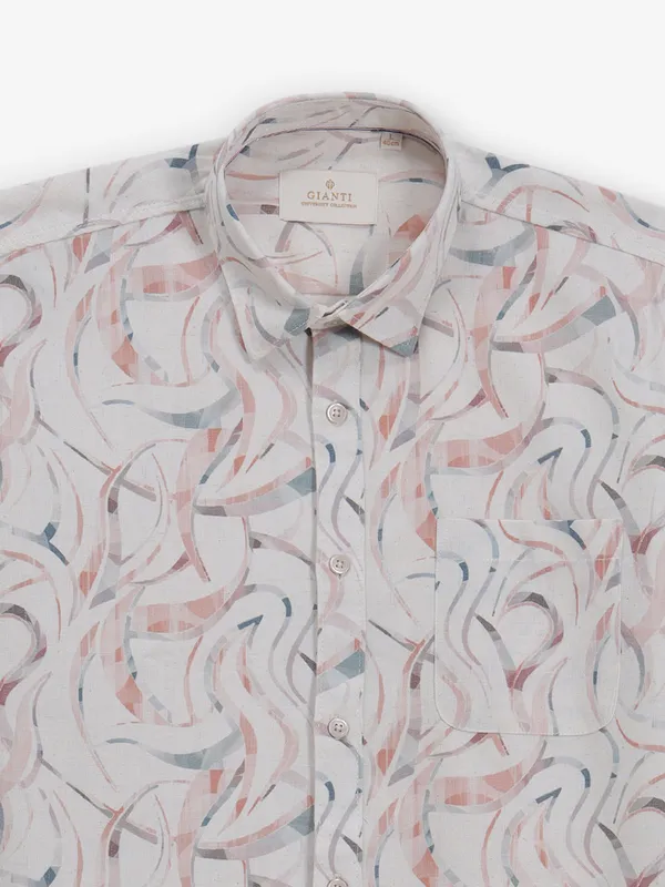 GIANTI peach printed cotton shirt