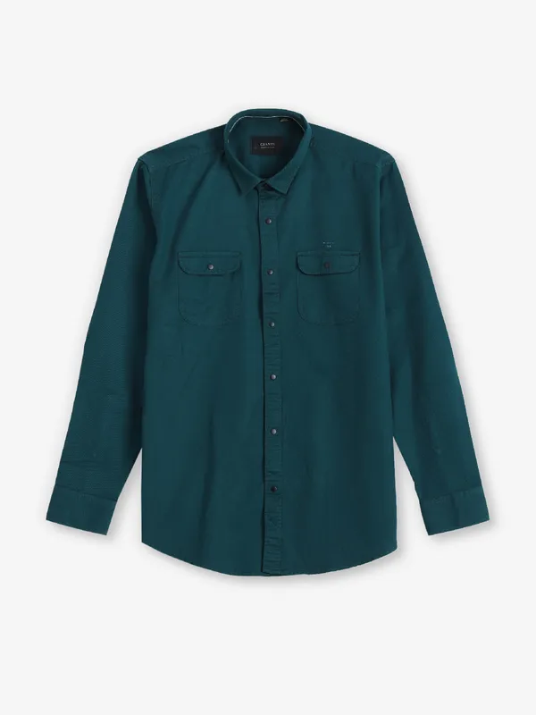 GIANTI peacock blue plain cotton shirt