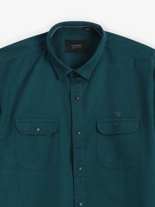 GIANTI peacock blue plain cotton shirt