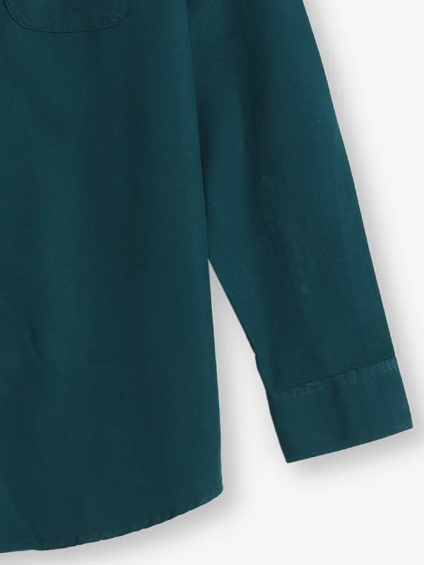 GIANTI peacock blue plain cotton shirt