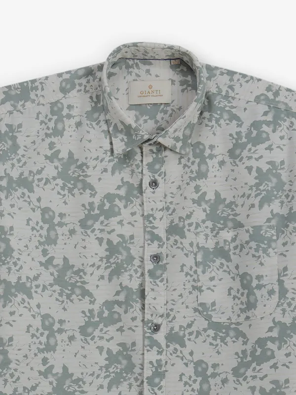 GIANTI pista green printed cotton silk shirt
