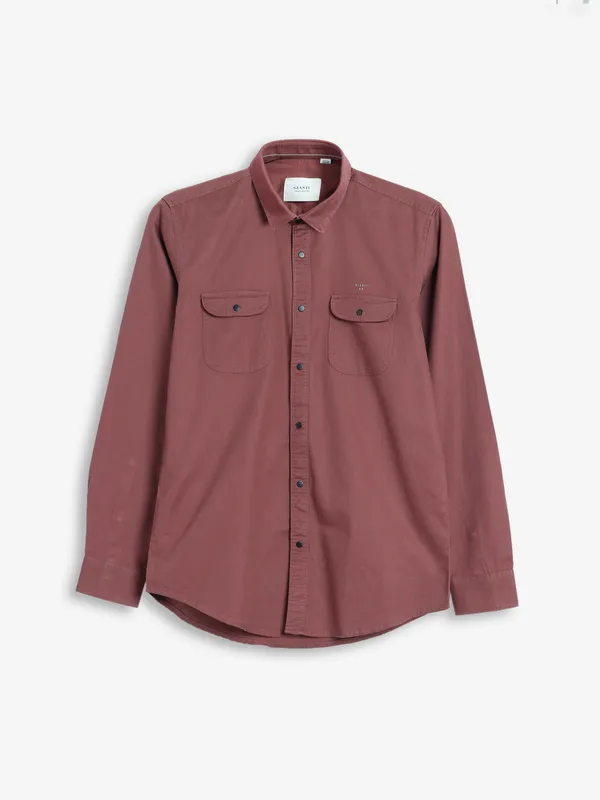 Gianti plain cotton shirt in brown