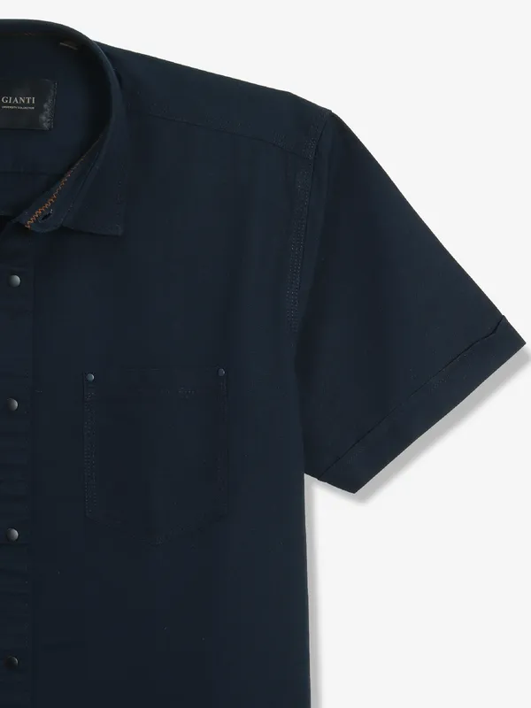GIANTI plain navy cotton shirt