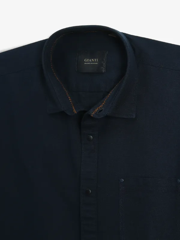 GIANTI plain navy cotton shirt