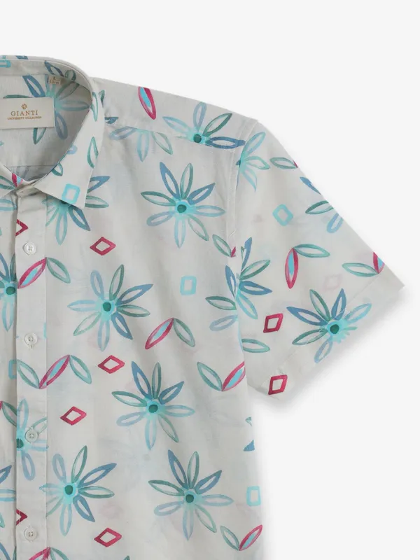 GIANTI printed beige cotton shirt for mens wear