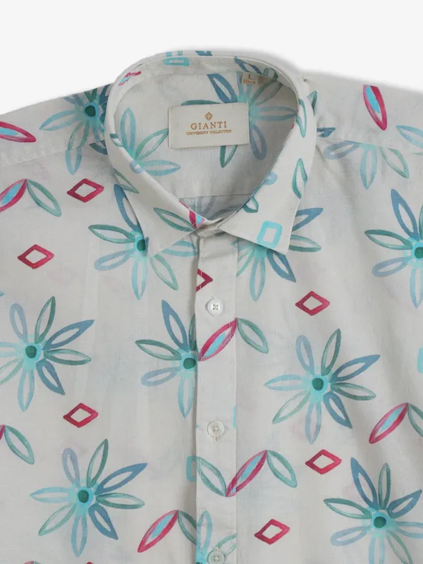 GIANTI printed beige cotton shirt for mens wear