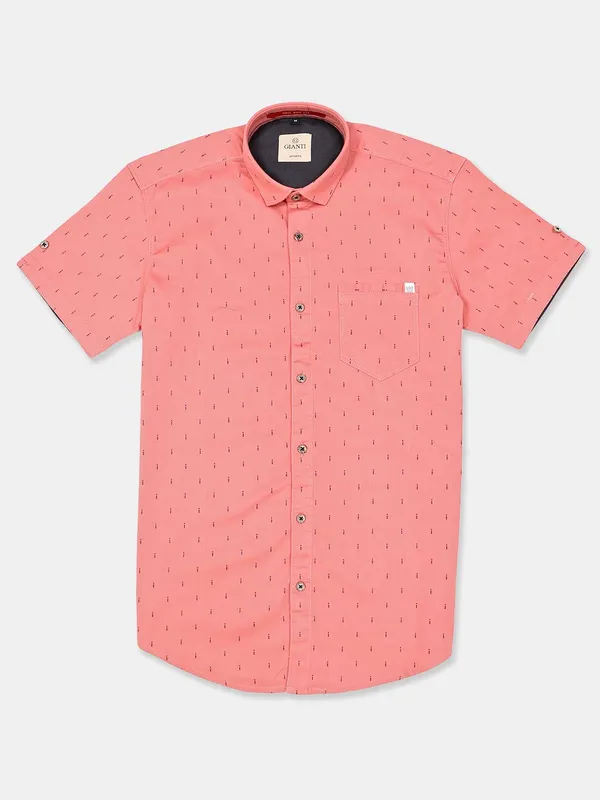 Gianti printed peach slim collar casual shirt