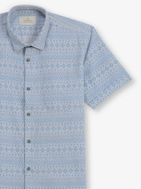 GIANTI printed sky blue cotton shirt for men