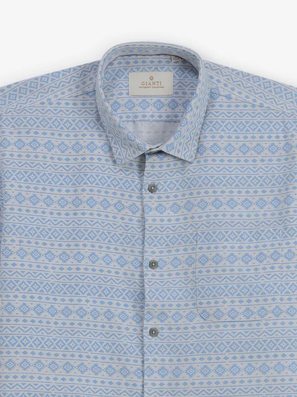 GIANTI printed sky blue cotton shirt for men
