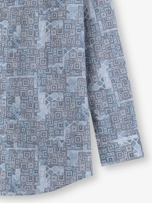 GIANTI printed sky blue shirt in cotton