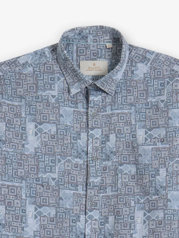 GIANTI printed sky blue shirt in cotton