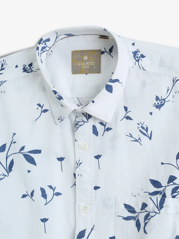 GIANTI printed white and blue cotton shirt