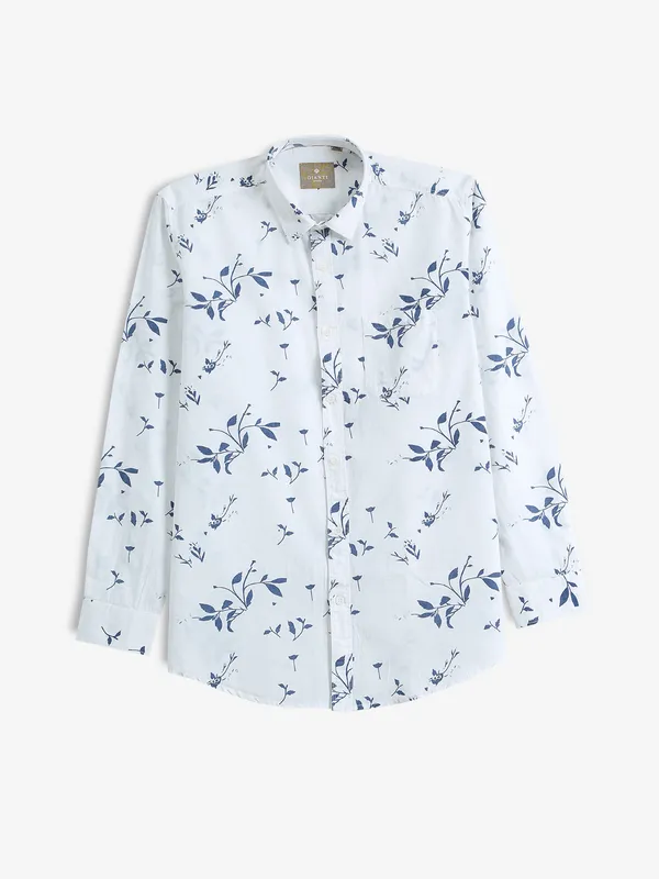GIANTI printed white and blue cotton shirt