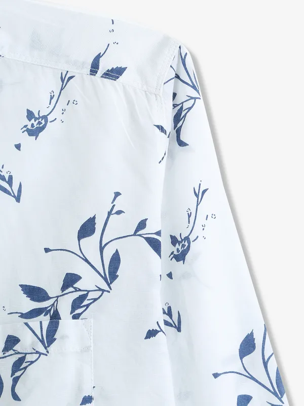 GIANTI printed white and blue cotton shirt