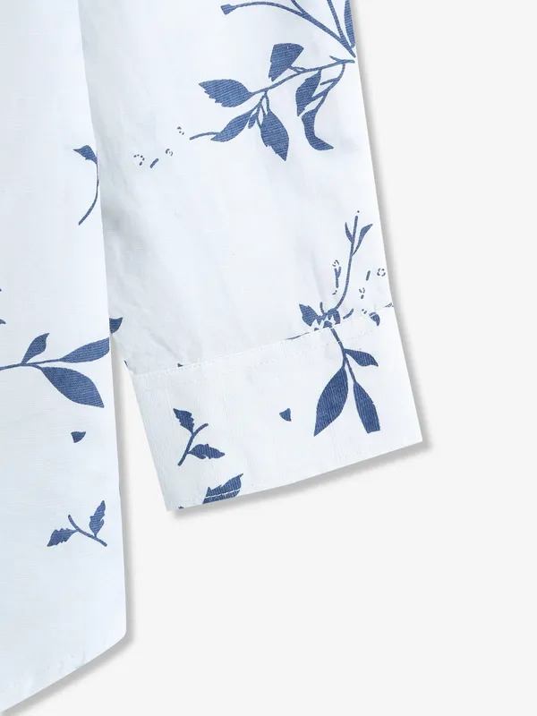 GIANTI printed white and blue cotton shirt