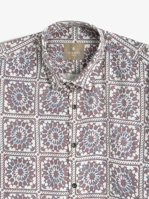 GIANTI printed white and brown casual shirt