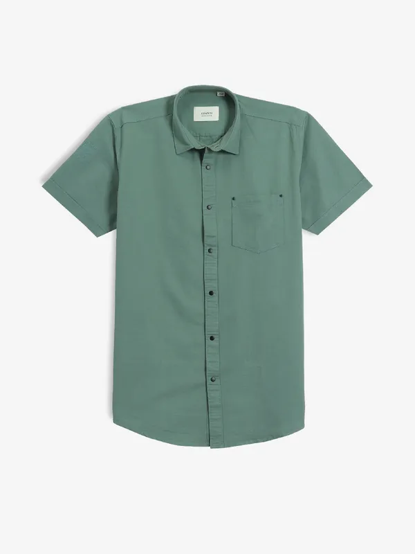 GIANTI sage green plain cotton shirt