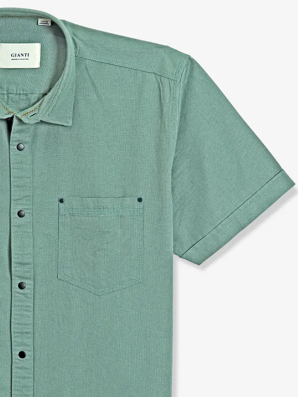 GIANTI sage green plain cotton shirt