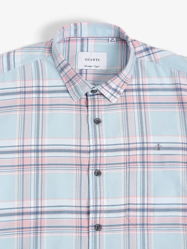 Gianti sky blue checks cotton shirt