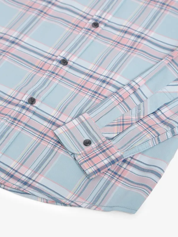 Gianti sky blue checks cotton shirt