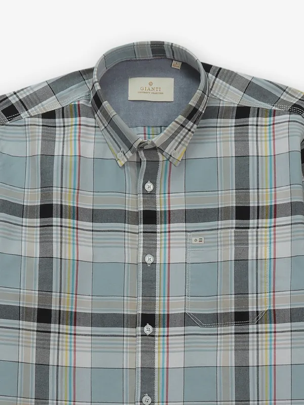 GIANTI sky blue cotton checked shirt
