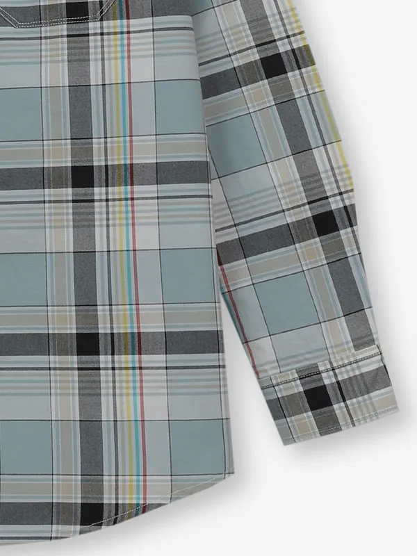 GIANTI sky blue cotton checked shirt