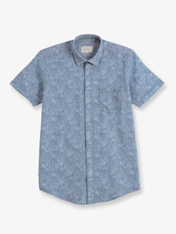 GIANTI sky blue cotton printed shirt