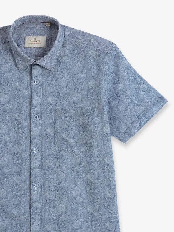 GIANTI sky blue cotton printed shirt
