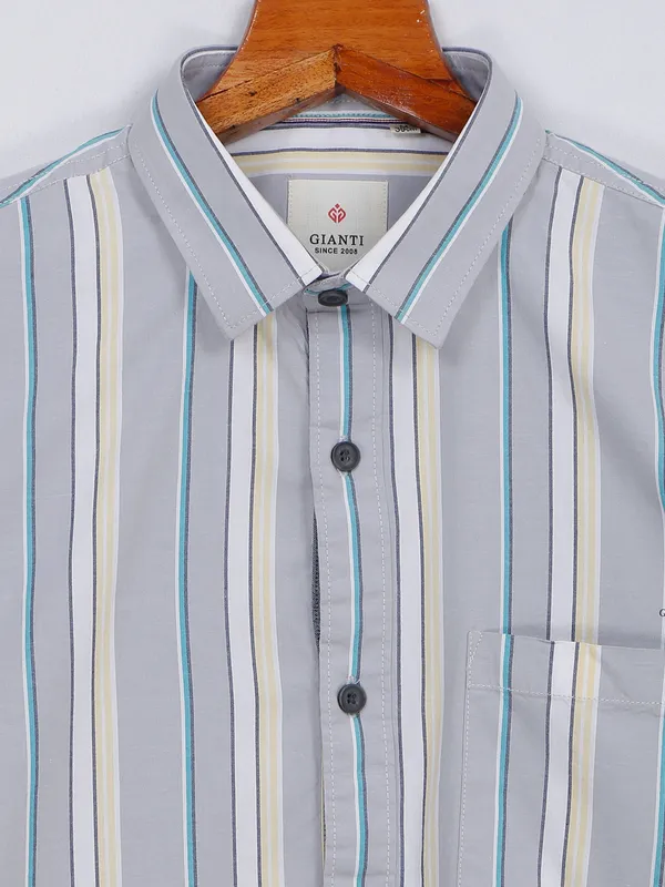 Gianti stripe light grey cotton shirt