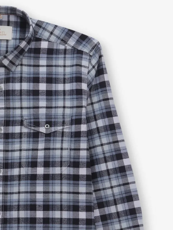 GIANTI white and blue checks shirt