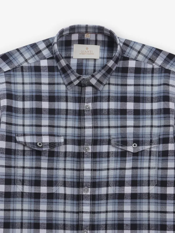 GIANTI white and blue checks shirt