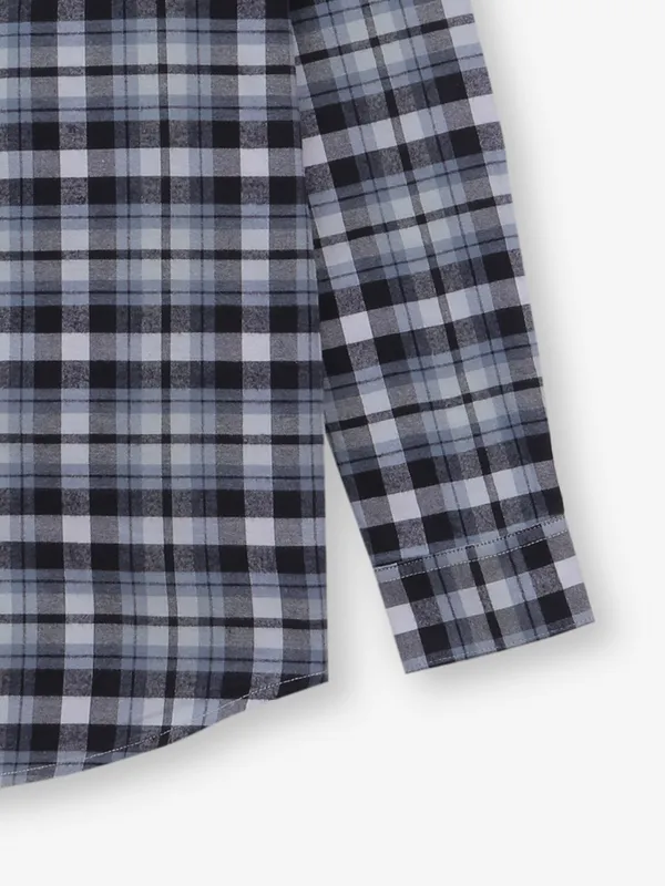 GIANTI white and blue checks shirt