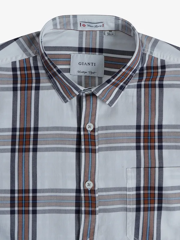Gianti white and brown checks shirt