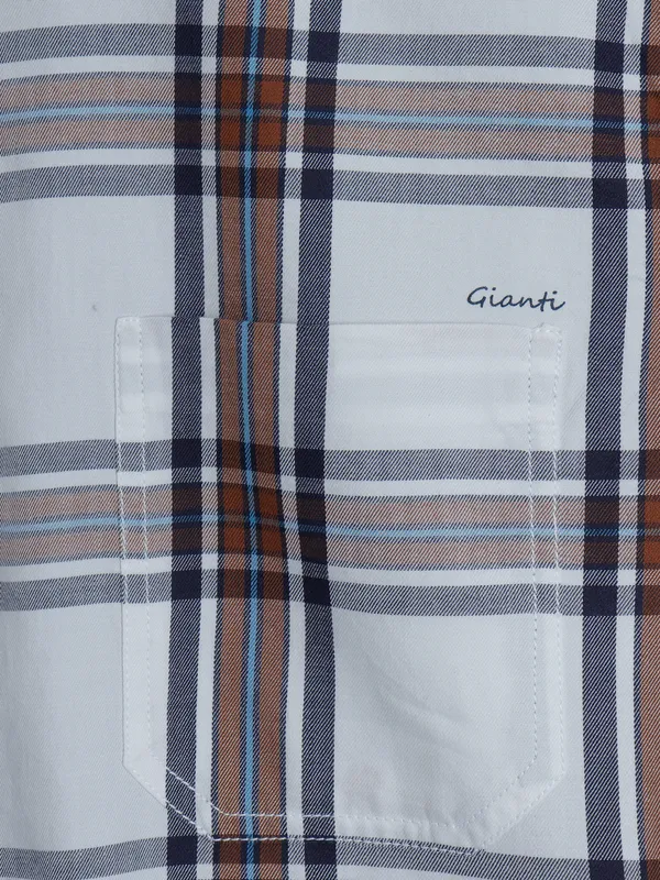 Gianti white and brown checks shirt