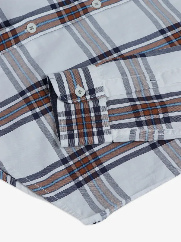 Gianti white and brown checks shirt