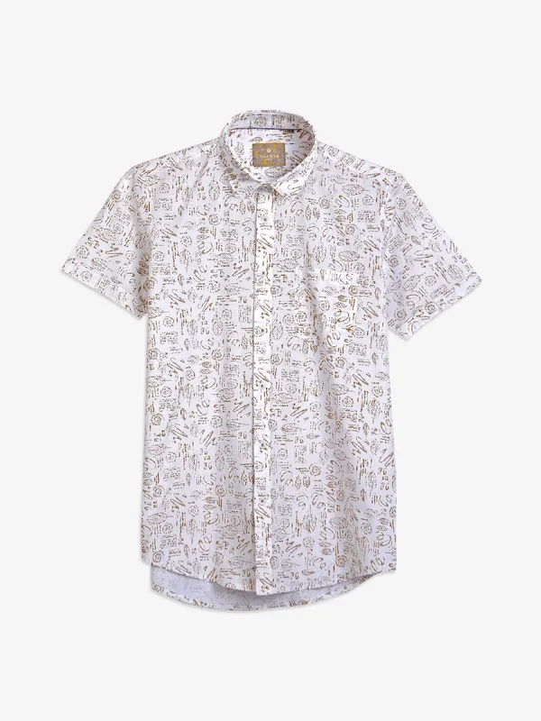 Gianti white and khaki printed shirt