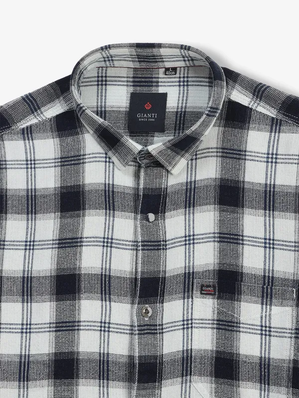 GIANTI white and navy checks cotoon shirt
