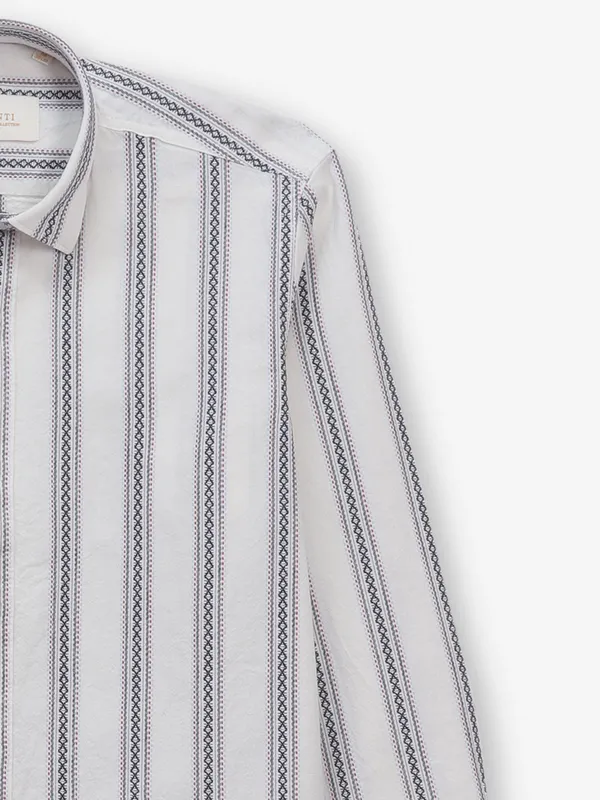 GIANTI white and navy stripe shirt
