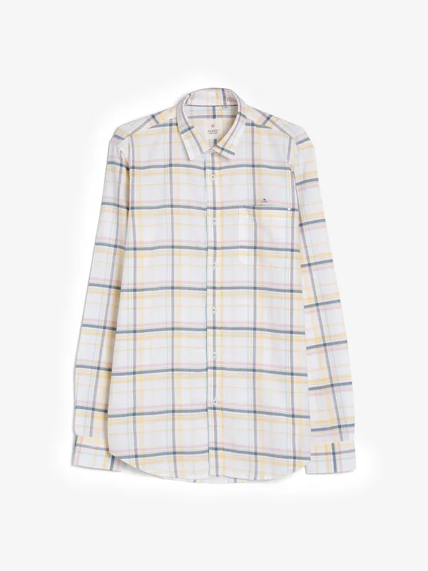 Gianti white and yellow checks shirt