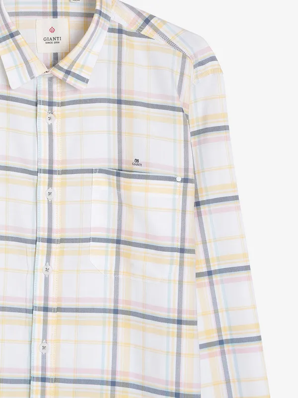 Gianti white and yellow checks shirt